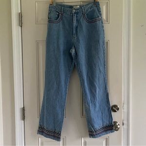 Vintage 90s Crossroads Embroidered Bohemian Jeans Blue Floral 12 Light Wash